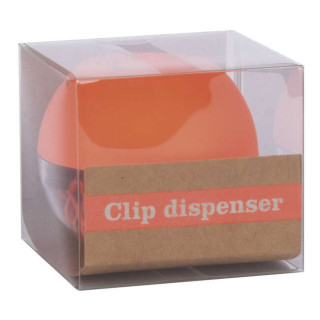 Apli Fluor Collection Dispensador de Clips - Ø 70x60 mm - Tapa Magnetica "Soft Touch" Naranja - Incluye 50 Clips Amarillo Fluo