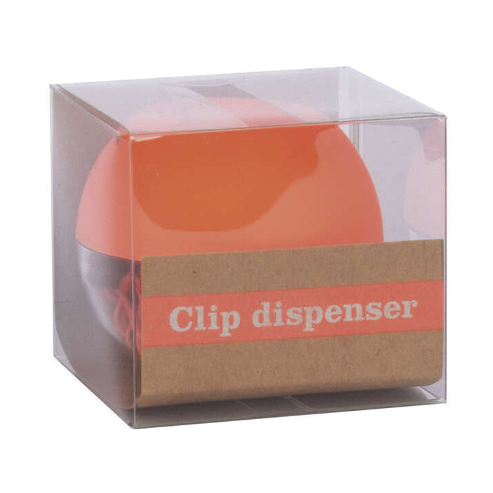 Apli Fluor Collection Dispensador de Clips - Ø 70x60 mm - Tapa Magnetica "Soft Touch" Naranja - Incluye 50 Clips Amarillo Fluo