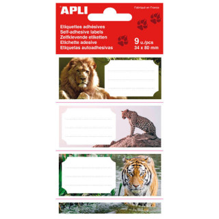 Apli Etiquetas Adhesivas Escolares Selva - Tamaño 81x36mm - 9 Etiquetas por Bolsa - Adhesivo Permanente de Alta Calidad - Dise