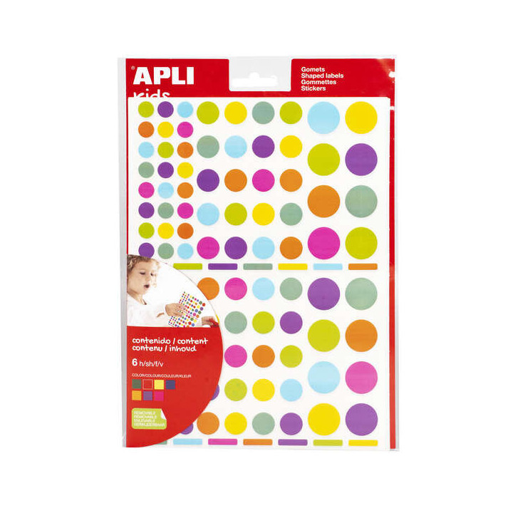 Apli Gomets Redondos Adhesivo Removible - Ø 10mm