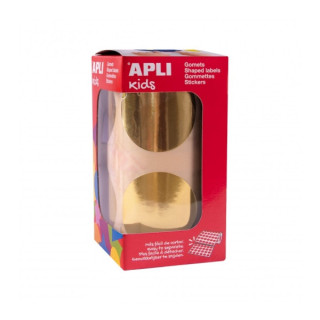 Apli Rollo de Gomets Redondos Ø45mm Metalizado - Adhesivo Permanente - 354 Gomets por Rollo - Fomenta la Creatividad y Psicomo