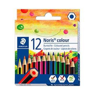 Staedtler Noris Colour 185 Pack de 12 Lapices Hexagonales de Colores - Resistencia a la Rotura - Material Wopex - Colores Surti
