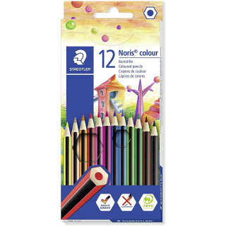 Staedtler Noris Colour 185 Pack de 12 Lapices Hexagonales de Colores - Fabricados en Wopex - Muy Resistentes - Madera de Fuente