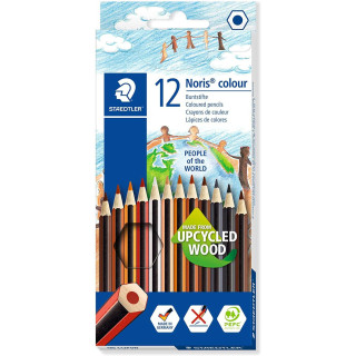 Staedtler Noris Colour 185 People of the World Pack de 12 Lapices Hexagonales de Colores - Fabricados en Wopex - Muy Resistente