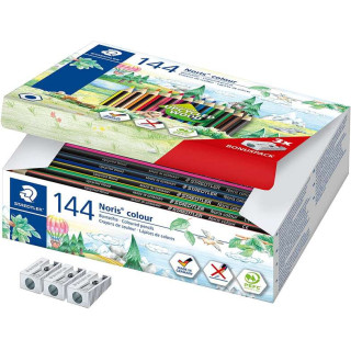 Staedtler Noris Colour 185 Pack de 144 Lapices Hexagonales de Colores - Resistencia a la Rotura - Ideal para Colegios - Colores