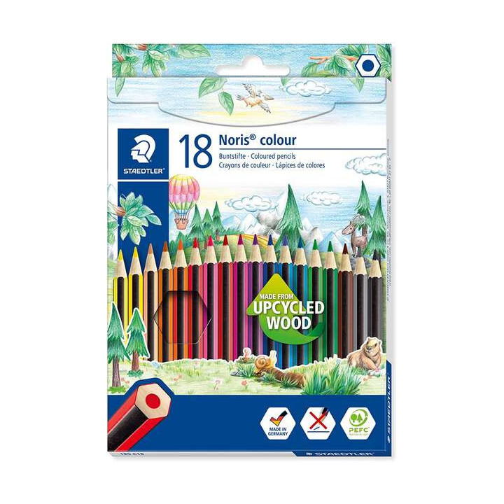 Staedtler Noris Colour 185 Pack de 18 Lapices Hexagonales de Colores - Resistencia a la Rotura - Colores Surtidos