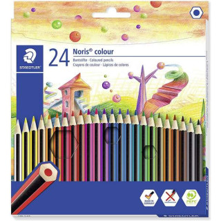 Staedtler Noris Colour 185 Pack de 24 Lapices Hexagonales de Colores - Fabricados en Wopex - Muy Resistentes - Madera de Fuente