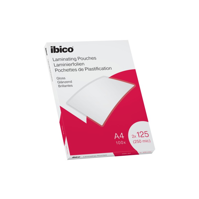 Caja 100 bolsas de plastificacion 216x303 a4 brillo 125 micras ibico 627318