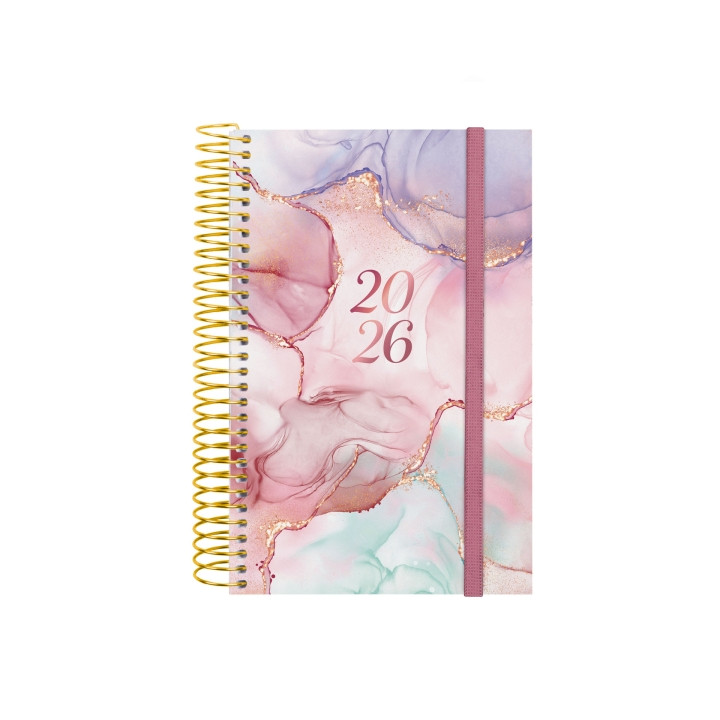 Finocam Design Collection Agenda de Espiral - Anual 2026 - Tapa Ligera - Formato E5 - 132x25x181mm - 1 Dia por Pagina - Color V