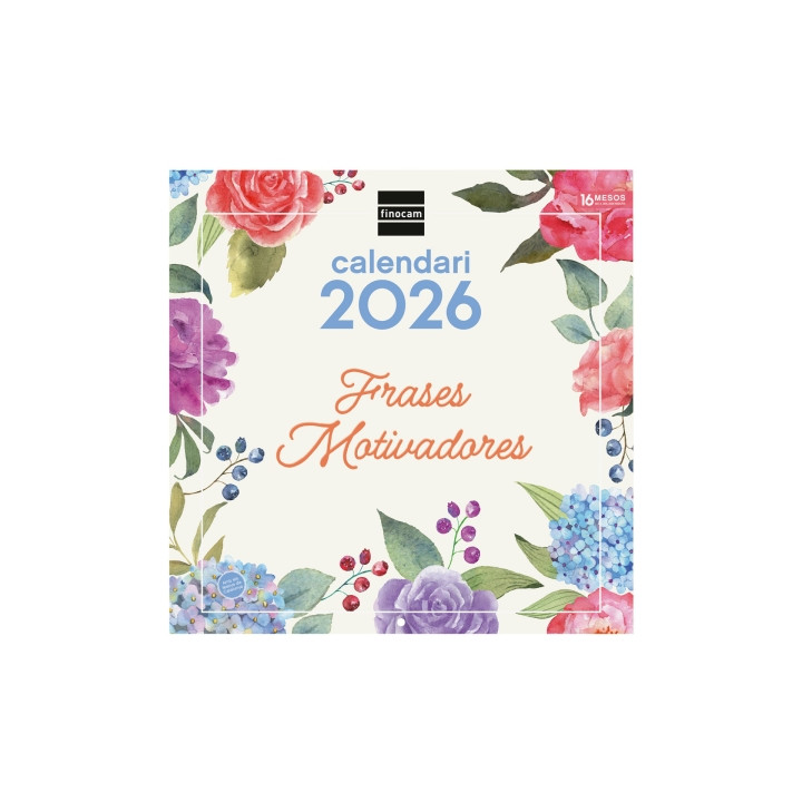 Finocam Calendario de Pared en Catalan - Anual 2026 - Imagenes Variadas - 300x300mm - Espacio para Escribir - Tematica de Frase