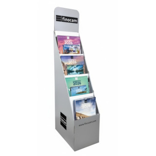 Finocam Expositor de Pie con 64 Calendarios de Imagenes Surtidos - Anual 2026 - Estructura de Carton - Color Surtidos