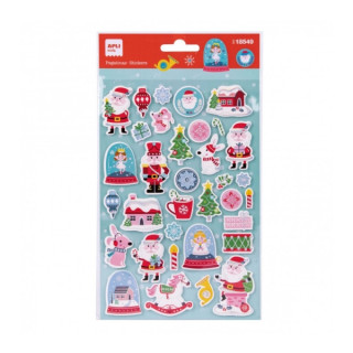 Apli Bolsa con 34 Pegatinas de Goma EVA Navideñas Bolas de Nieve - Adhesivo Permanente - Ideal para Scrapbooking y Decoracion