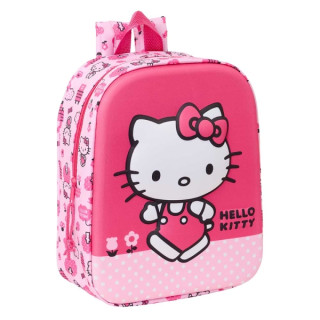 Safta Hello Kitty Mochila Guarderia 3D de 6L - Asa de Mano Superior - Asas Regulables y Acolchadas - Cierre de Cremallera - 22x