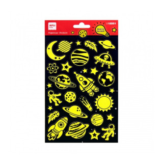 Apli Bolsa de Pegatinas Espacio - Luminiscentes - Adhesivo Permanente - Ideal para Scrapbooking y Decoracion - Estimula Creativ