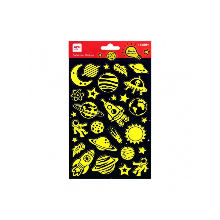 Apli Bolsa de Pegatinas Espacio - Luminiscentes - Adhesivo Permanente - Ideal para Scrapbooking y Decoracion - Estimula Creativ