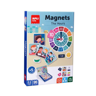 Apli Juego Magnetico Aprende las Horas - Ayuda a los Niños a Aprender las Horas - 96 Fichas Magneticas con las Partes del Relo