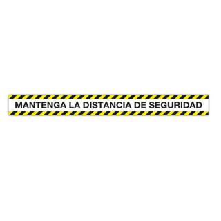 Apli Tira de Señalizacion Adhesiva "Mantenga Distancia de Seguridad" - 1000x100mm - Film de PVC de 100 Micras con Barniz Mate