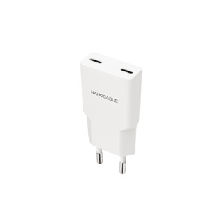 Nanocable Cargador de Pared 2xUSB-C/PD 30W - Color Blanco