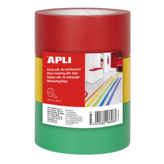 Apli Cinta de Señalizacion Adhesiva PVC 40x33mm 160Μm - Desbobinado Silencioso - Adhesivo Solvente de Caucho Natural - Resist