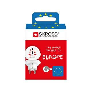 Skross Adaptador de Viaje del Mundo a Europa - Color Blanco