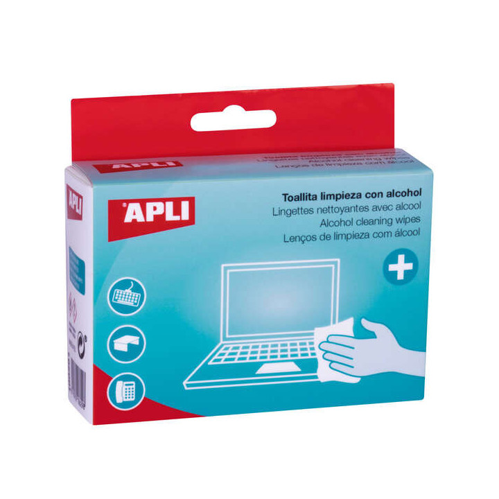 Apli Toallitas Hidroalcoholicas Desinfectantes - 70% Etanol - Normativa Antivirica - 20 Sobres Individuales