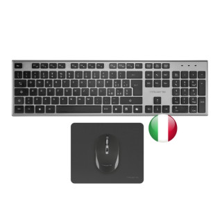 Tacens Zenith Combo Pack Inalabrico de Teclado Completo + Raton y Alfombrilla - Disposicion Italiana QWERTY IT - Teclas Silenci
