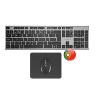 Tacens Zenith Combo Pack Inalabrico de Teclado Completo + Raton y Alfombrilla - Disposicion Portuguesa QWERTY PT - Teclas Silen