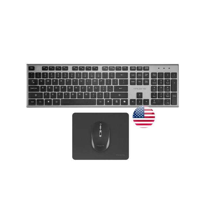 Tacens Zenith Combo Pack Inalabrico de Teclado Completo + Raton y Alfombrilla - Disposicion Internacional QWERTY US - Teclas Si