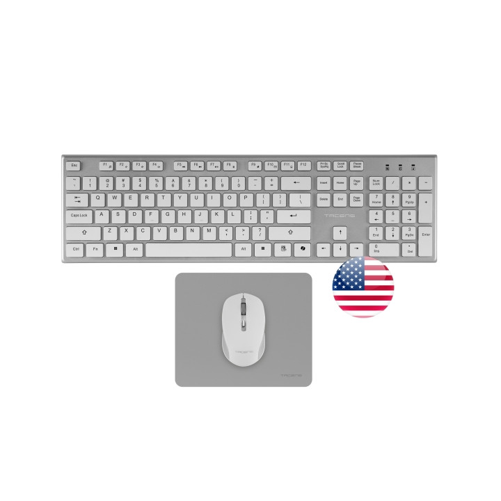 Tacens Zenith Combo Pack Inalabrico de Teclado Completo + Raton y Alfombrilla - Disposicion Internacional QWERTY US - Teclas Si