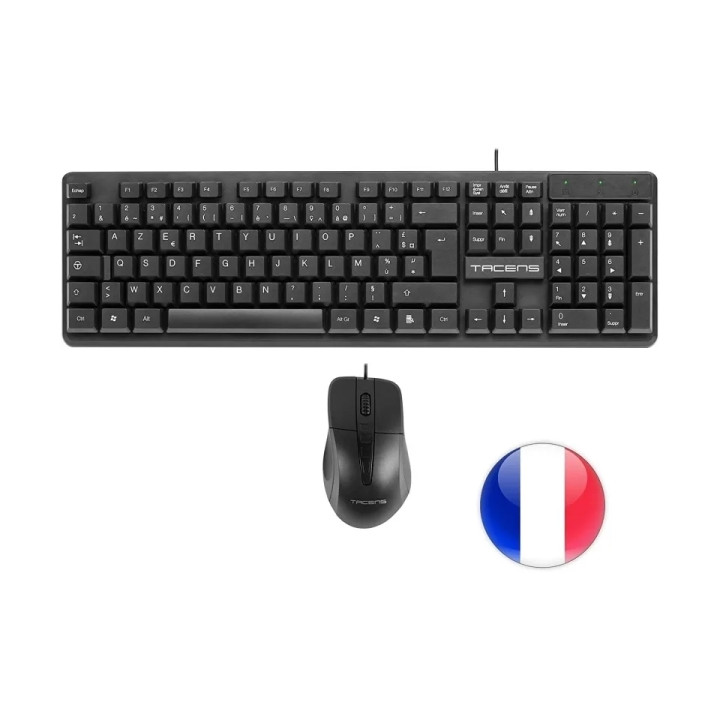 Tacens Anima ACP02 Pack USB Teclado Multimedia + Raton 1200dpi 3 Botones - Disposicion Francesa AZERTY FR - Cable de 1.3m - Tec