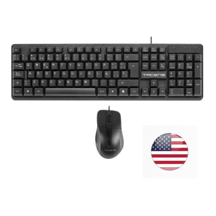 Tacens Anima ACP02 Pack USB Teclado Multimedia + Raton 1200dpi 3 Botones - Disposicion Internacional QWERTY US - Cable de 1.3m