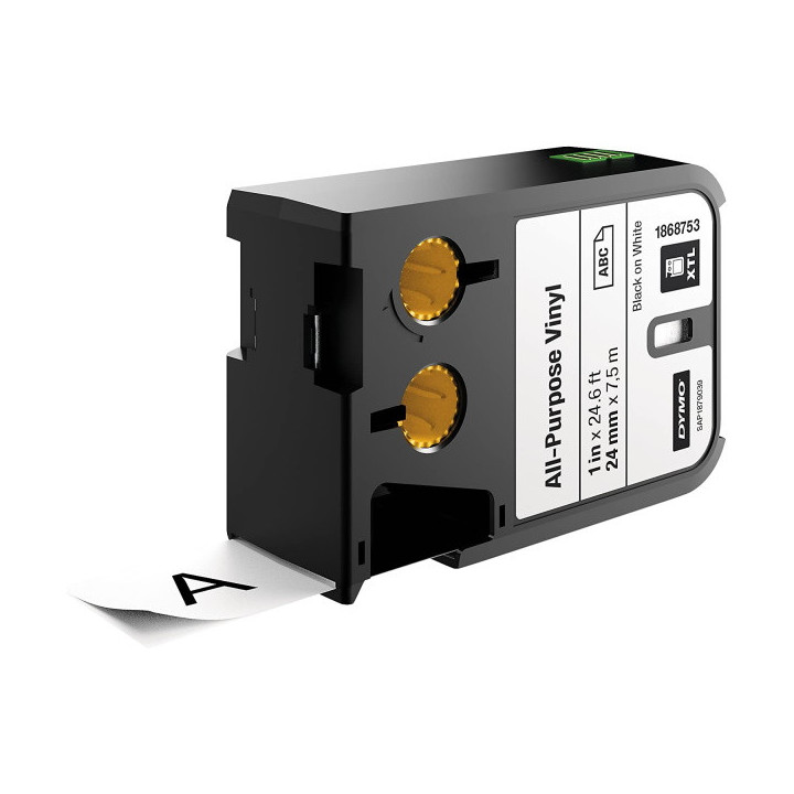 Dymo XTL Cinta Vinilo Original para Rotuladora - Texto Negro sobre Fondo Blanco - Ancho 24mm x 7.5m - 1868753
