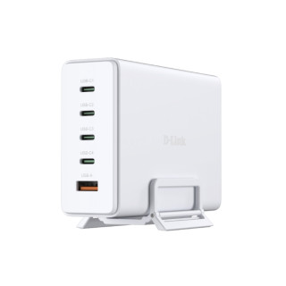 D-Link Cargador de Pared GaN de 240W - 4 USB-C y 1 USB-A - QC 4.0 - Color Blanco