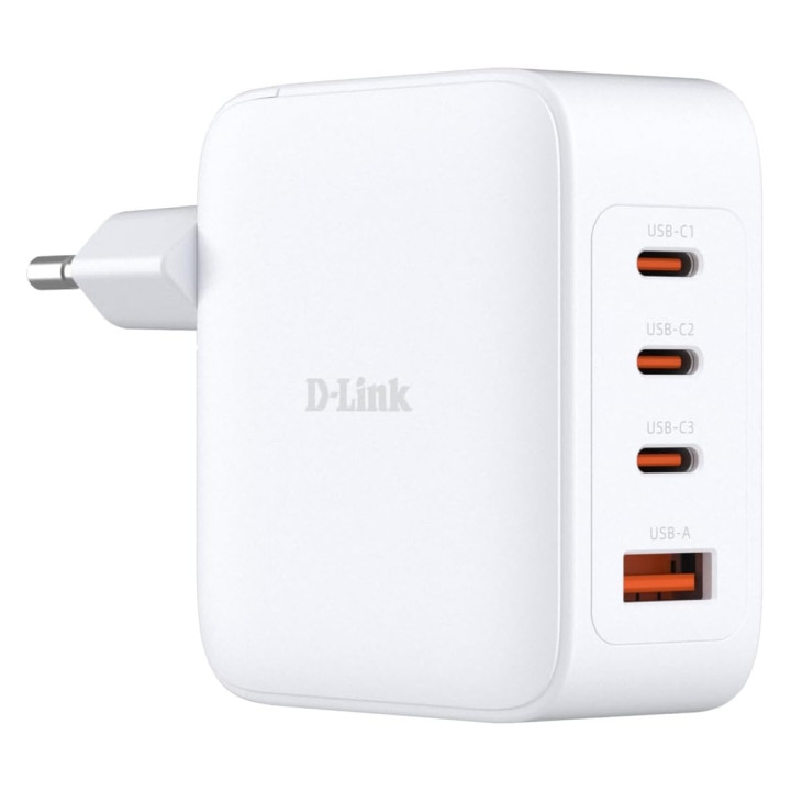 D-Link Cargador de Pared GaN de 100W - 3 USB-C y 1 USB-A - Color Blanco