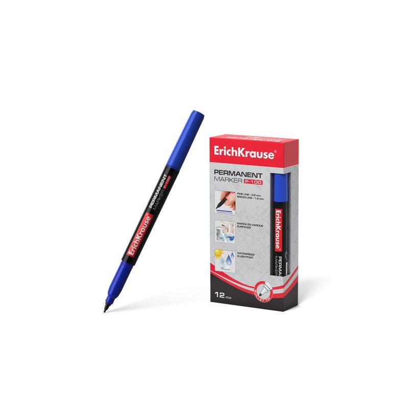 Marcador permanente p-100 azul erich krause 12842