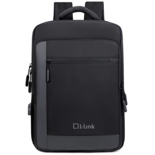 L-Link Mochila para Portatil 15.6" - Bolsillo Exterior - Puerto USB Exterior para Carga - Interior Compartimentado - Cobertura