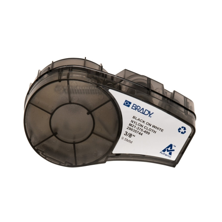 Brady M21-375-499 Cinta de Etiquetas Original Tela de Nylon - Texto Negro sobre Fondo Blanco - Ancho 9