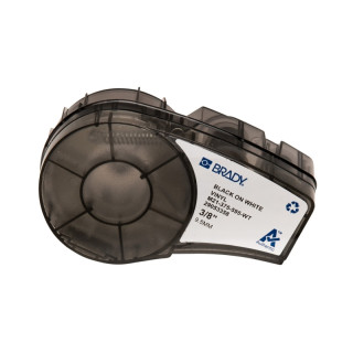 Brady M21-375-595-WT Cinta de Etiquetas Original Vinilo - Texto Negro sobre Fondo Blanco - Ancho 9