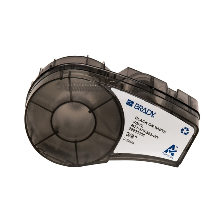 Brady M21-375-595-WT Cinta de Etiquetas Original Vinilo - Texto Negro sobre Fondo Blanco - Ancho 9