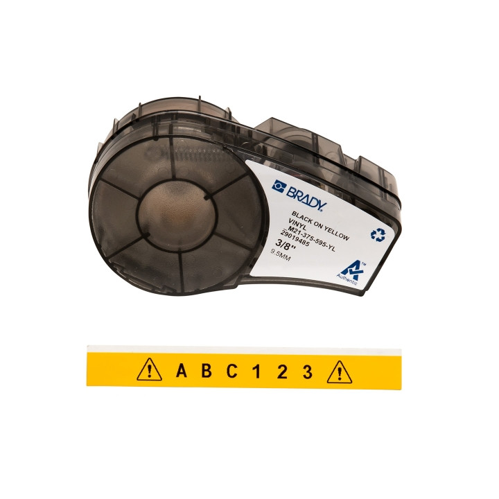 Brady M21-375-595-YL Cinta de Etiquetas Original Vinilo - Texto Negro sobre Fondo Amarillo - Ancho 9.53mm x 6