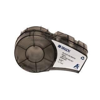 Brady M21-500-595-WT Cinta de Etiquetas Original Vinilo - Texto Negro sobre Fondo Blanco - Ancho 12