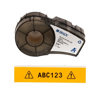 Brady M21-750-595-YL Cinta de Etiquetas Original Vinilo - Texto Negro sobre Fondo Amarillo - Ancho 19