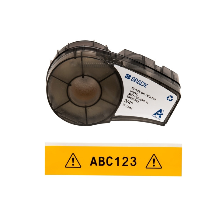Brady M21-750-595-YL Cinta de Etiquetas Original Vinilo - Texto Negro sobre Fondo Amarillo - Ancho 19