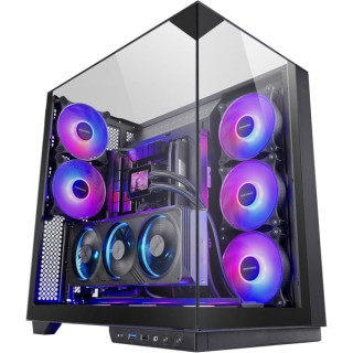 Mars Gaming MC-3GF Caja Torre ATX - 2 Ventiladores ARGB Traseros Preinstalados - Triple Cristal Templado - Montaje Vertical par