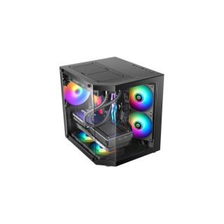 Mars Gaming MC-3TLITE Minitorre Ultracompacta - Ventilador de 120mm FRGB Integrado - Triple Cristal Templado - Soporte MicroATX