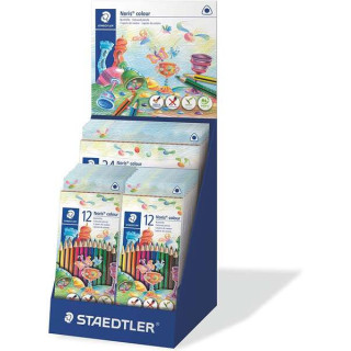 Staedtler Noris Colour 187 Expositor de 25 Estuches de Lapices Triangulares de Colores - Resistencia a la Rotura - Colores Surt
