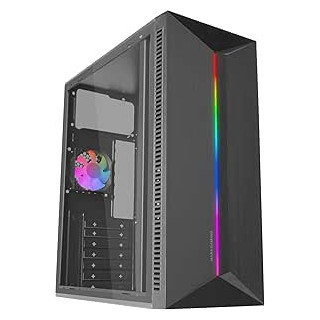 Mars Gaming MC-BLAZE Caja Torre ATX - Ventilador Trasero FRGB - Ventana Lateral de Cristal Templado - Tira Frontal LED - 7 Ranu