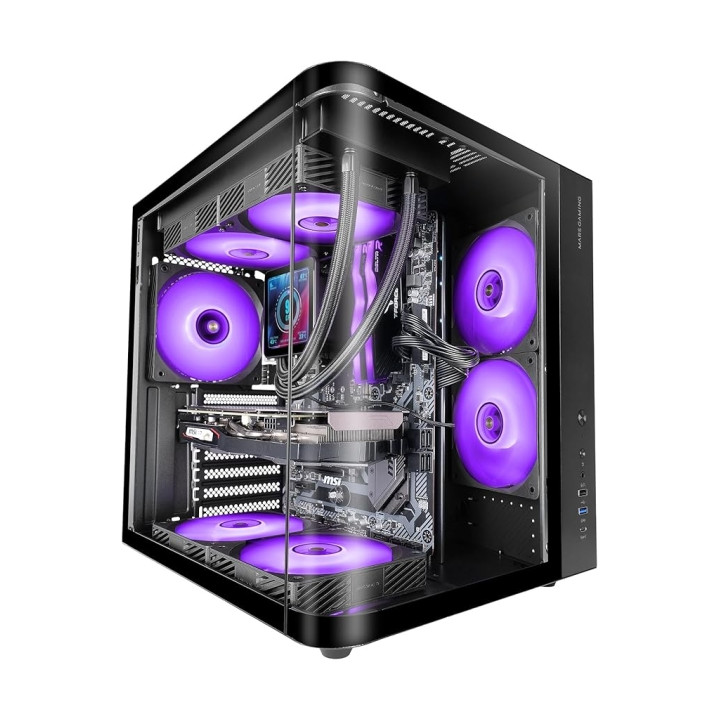 Mars Gaming MC-CURV Caja Torre ATX - Cristal Templado Curvo Continuo - Doble Camara - Conectividad USB-C y USB 3.0 - 7 Ranuras