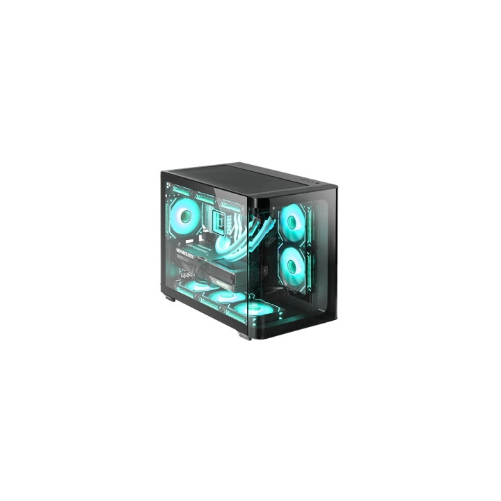 Mars Gaming MC-FUSIONM Minitorre Ultracompacta - Soporte MicroATX/Mini-ITX - Cristal Templado Curvo Continuo - Capacidad hasta