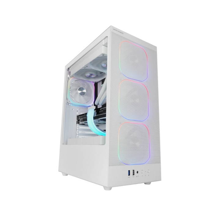 Mars Gaming MC-NEBULA Caja Torre ATX - Cristal Templado Lateral - 4 Ventiladores ARGB de 120mm - Malla Metalica Frontal - 443x3